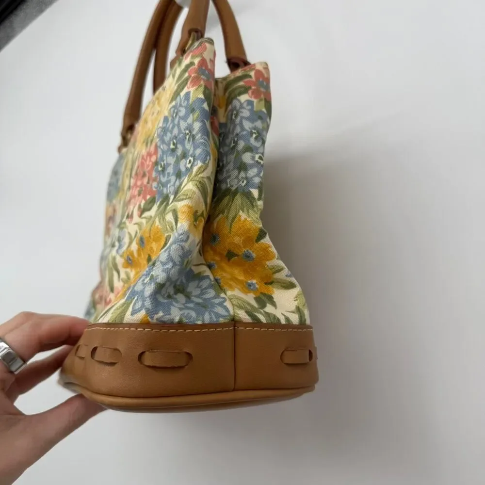 Relic Colorful Floral Canvas Top Handle Bag Spring Faux Leather Y2k